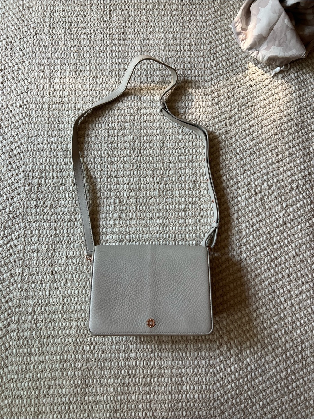 Dagne Dover Small Pebbled Leather Crossbody - Light Gray
